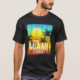 Miami Beach Florida Vintage Sonnenuntergang Sommer T-Shirt