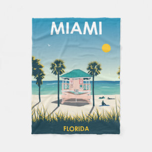 Miami Beach Florida Vintage Travel Fleecedecke