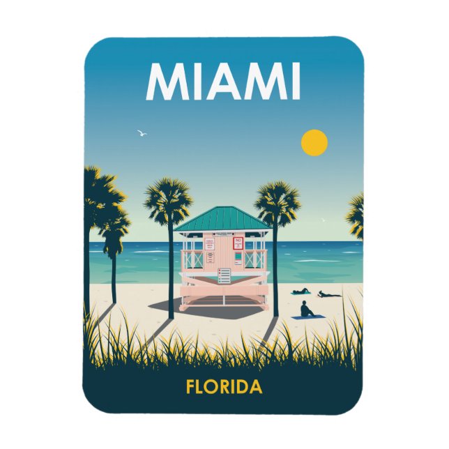 Miami Beach Florida Vintage Travel Magnet (Vertikal)