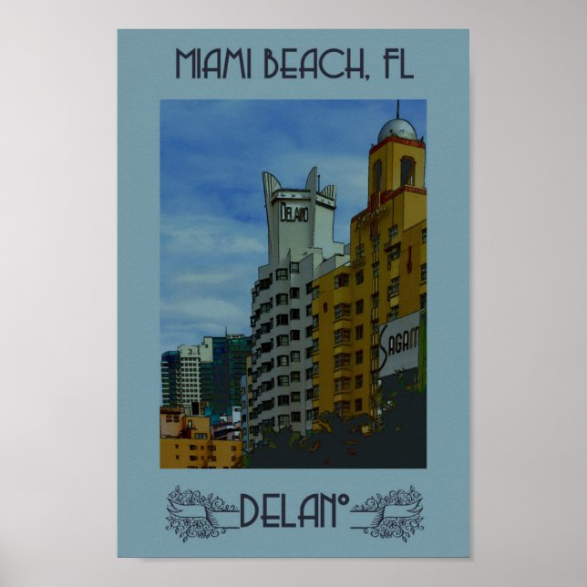 Miami Beach Florida Vintage Travel Poster (Vorne)