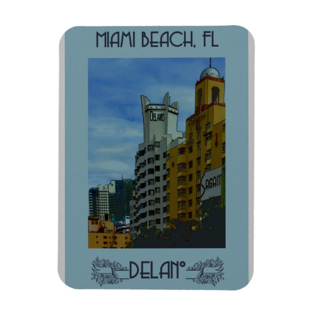 Miami Beach Florida Vintage Travel Poster Magnet (Vertikal)
