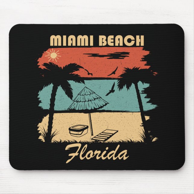 Miami Beach Florida Vintager Sonnenuntergang Mousepad (Vorne)