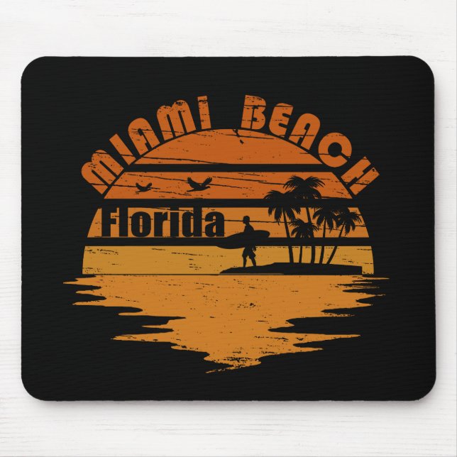 Miami Beach Florida Vintager Sonnenuntergang Mousepad (Vorne)