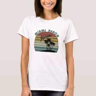Miami Beach Florida Vintager Sonnenuntergang T-Shirt
