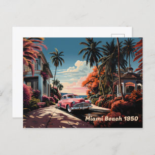 Miami Beach Garden Villa aus den 50er Jahren Feiertagspostkarte