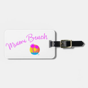 Miami-Beach-Logo-Sonnenpalmen-pink Gepäckanhänger