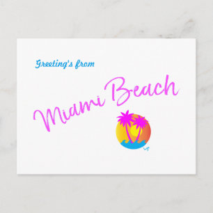 Miami-Beach-Logo-Sonnenpalmen-pink Postkarte