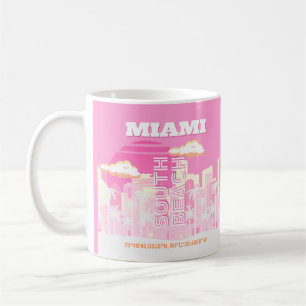 Miami Beach, Miami Travel Art, Preppy, Pink Kaffeetasse