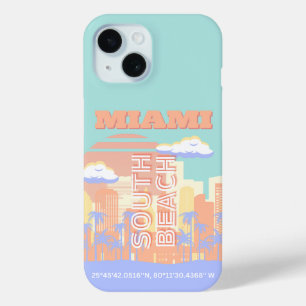 Miami Beach, Miami Travel Art, Preppy Room, Pastel Case-Mate iPhone Hülle