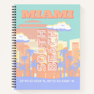 Miami Beach, Miami Travel Art, Preppy Room, Pastel Notizbuch