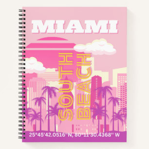 Miami Beach, Miami Travel Art, Preppy Room, Pink Notizbuch