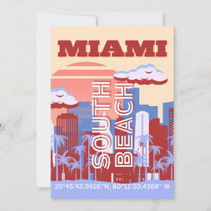 Miami Beach, Miami Travel Art, Retro Feiertagskarte