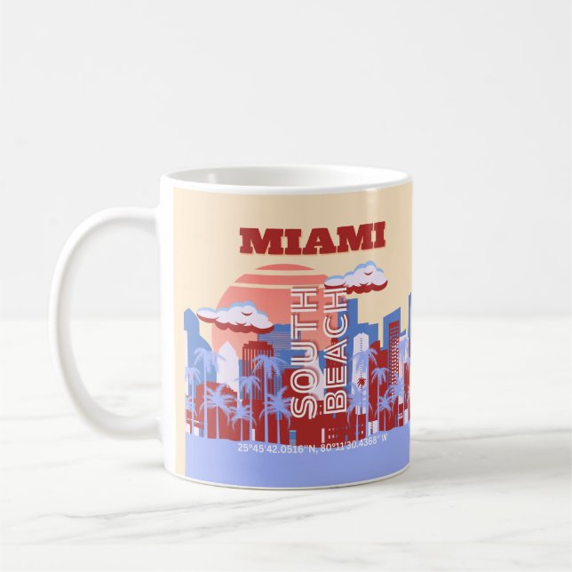 Miami Beach, Miami Travel Art, Retro Kaffeetasse (Links)