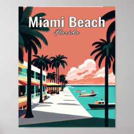 Miami Beach Minimalistisch Art Travel Poster