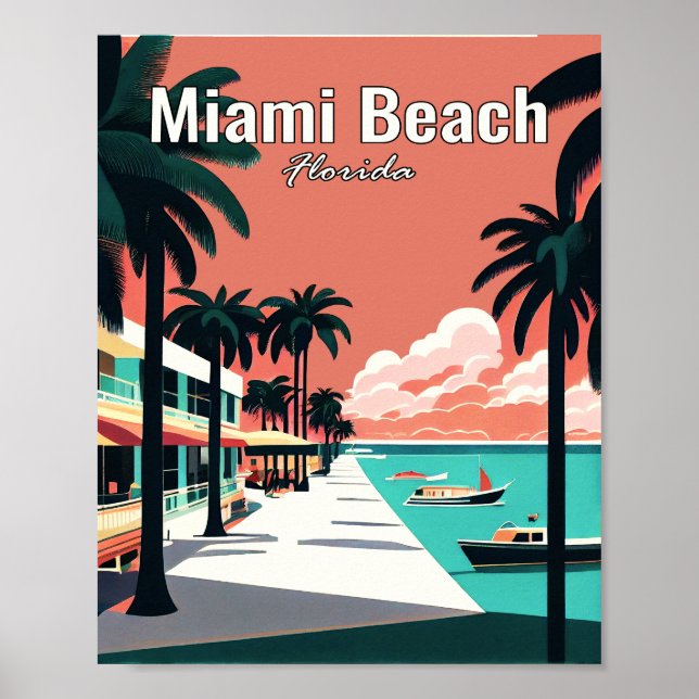 Miami Beach Minimalistisch Art Travel Poster (Vorne)
