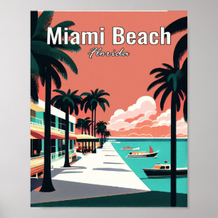 Miami Beach Minimalistischer Kunst Reiseposter Poster