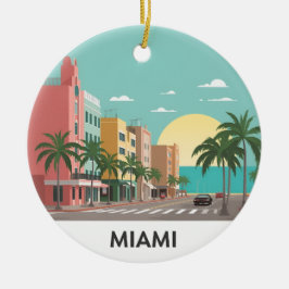 Miami Beach Ocean Drive Art Deco Keramik Ornament
