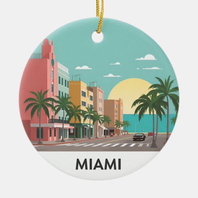 Miami Beach Ocean Drive Art Deco Keramik Ornament (Vorne)