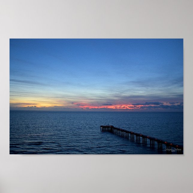 Miami Beach Ocean Sunrise Blue Ocean Landschaft Poster (Vorne)
