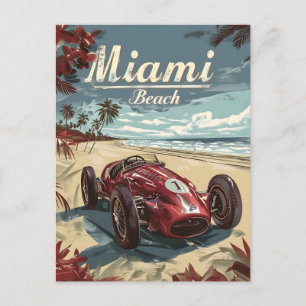 Miami Beach Oldtimer-Rennwagen Postkarte