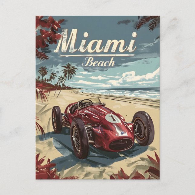 Miami Beach Oldtimer-Rennwagen Postkarte (Vorderseite)
