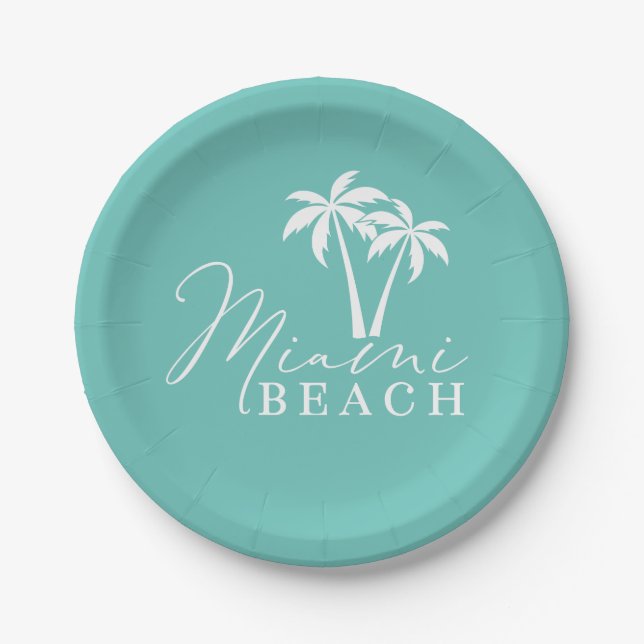 Miami Beach Palm Tree Modern Paper Plate Pappteller (Vorderseite)