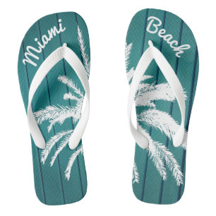 Miami Beach Palm Trees Blau und weiß Flip Flops