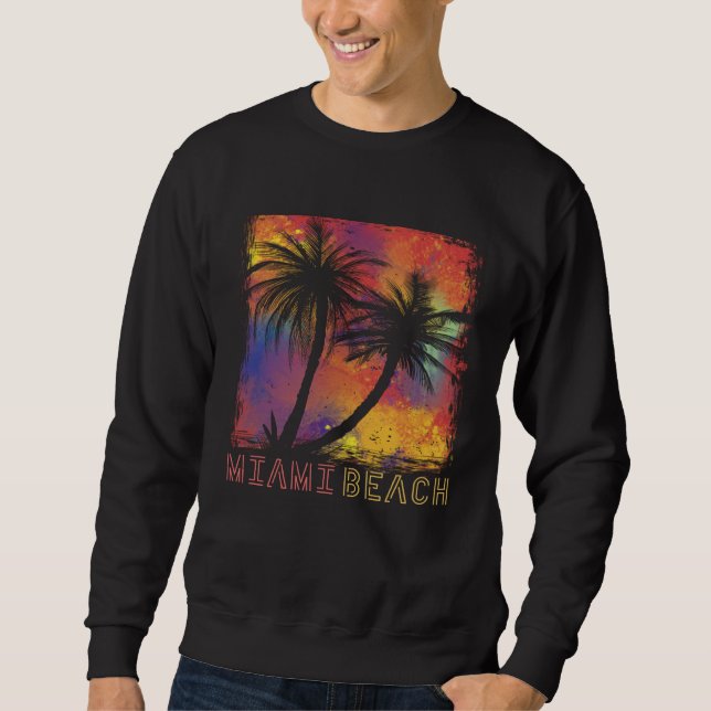Miami Beach Palm trees Florida Vacation Beach Ocea Sweatshirt (Vorderseite)