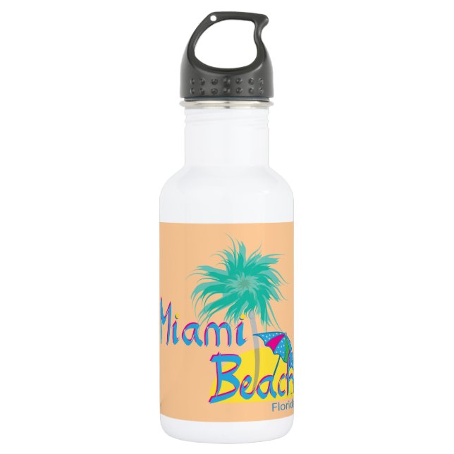 Miami Beach Palm und Sonne Edelstahlflasche (Vorderseite)