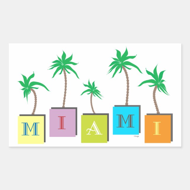 Miami Beach Palms Rechteckiger Aufkleber (Vorderseite)
