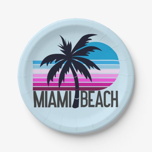 Miami Beach Pappteller (Vorderseite)