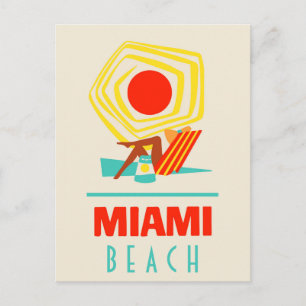 Miami Beach Plakat Postkarte