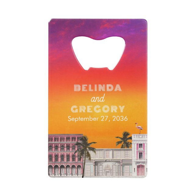 Miami Beach Rainbow Row Charleston Palm Wedding Geldbeutel Flaschenöffner (Vorderseite)