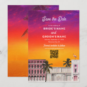 Miami Beach Regenbogenreihe Charleston Palme Hochz Save The Date