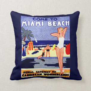 Miami Beach-Reise-Plakat 1925 Kissen