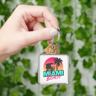 Miami Beach Reise Vintage Schlüsselanhänger