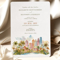 Miami Beach Reiseziel mit Wasserfarben-Skyline