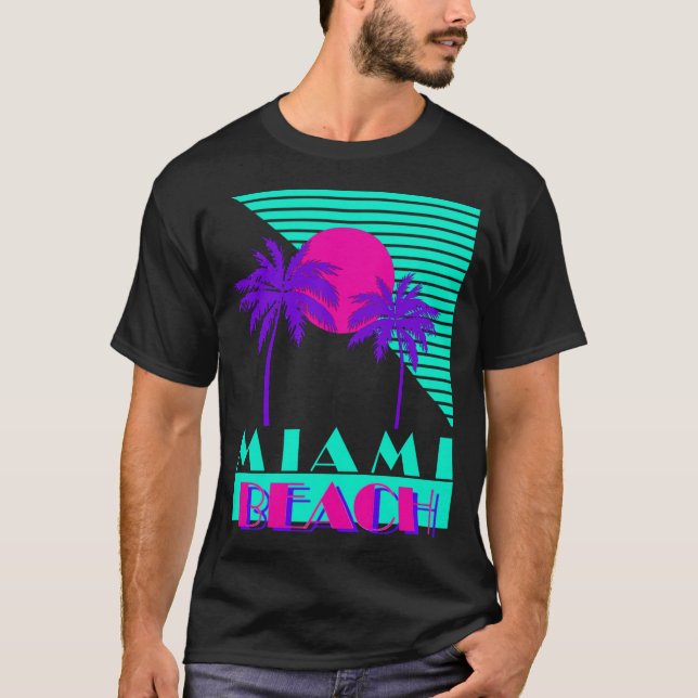 Miami Beach Retro der 80er Jahre T-Shirt (Vorderseite)