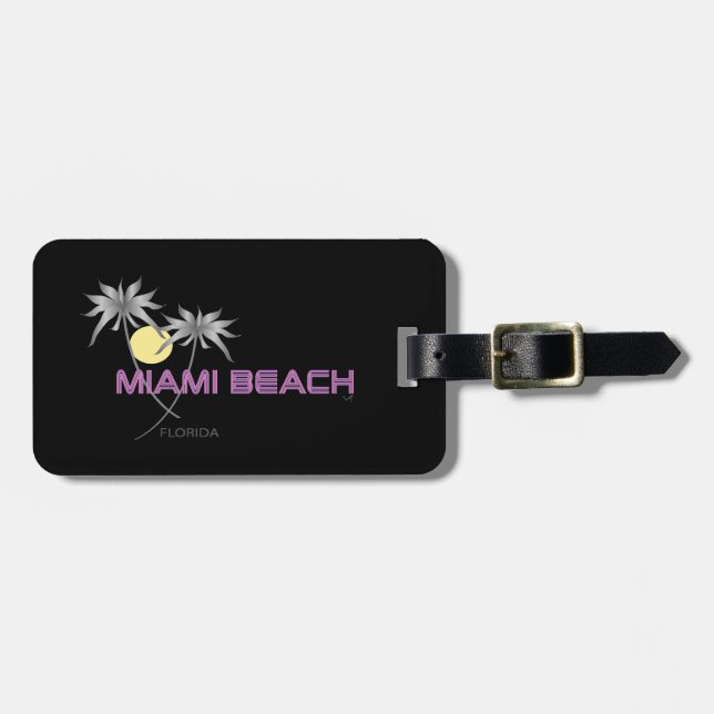 Miami Beach-rosa Grau Gepäckanhänger (Vorderseite horizontal)