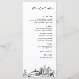 Miami Beach Skyline Hochzeitsmenü Menükarte