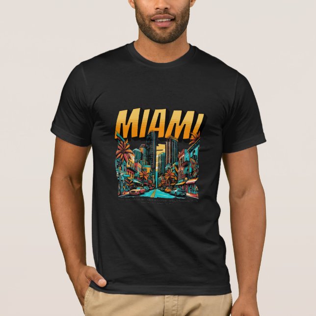 Miami Beach Skyline Retro T-Shirt (Vorderseite)
