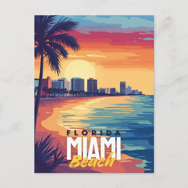 Miami Beach Sunset | Lebhafte Florida-Küste Postkarte (Vorderseite)