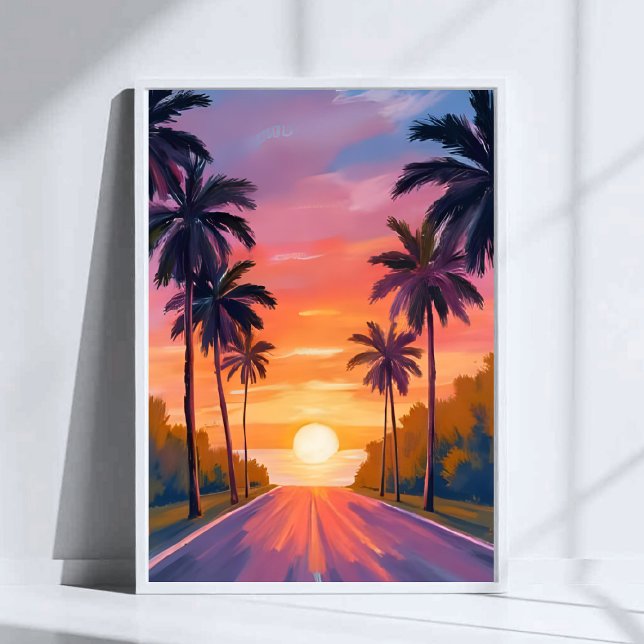 Miami Beach Sunset Palm Tree Tropical Poster (Von Creator hochgeladen)