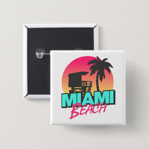 Miami Beach Travel Vintag Button