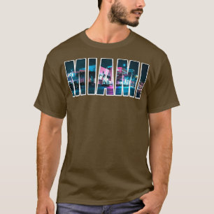 Miami Beach Urban Skyline City by Night Florida US T-Shirt