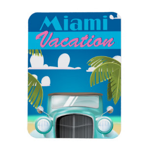 Miami Beach Urlaub USA Vintage Reiseplakat Magnet