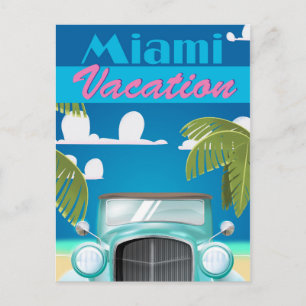 Miami Beach Urlaub USA Vintage Reiseplakat Postkarte