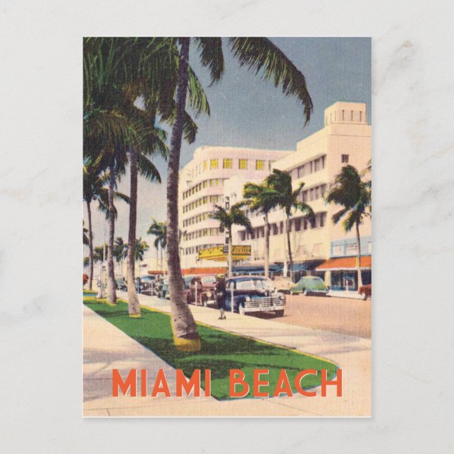 Miami Beach Vintage-Art Postkarte (Vorderseite)