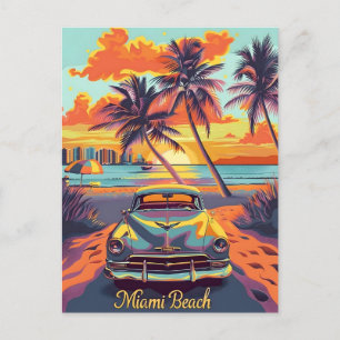 Miami Beach Vintage Car Postkarte
