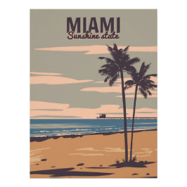 Miami Beach Vintage Poster. Beach Poster